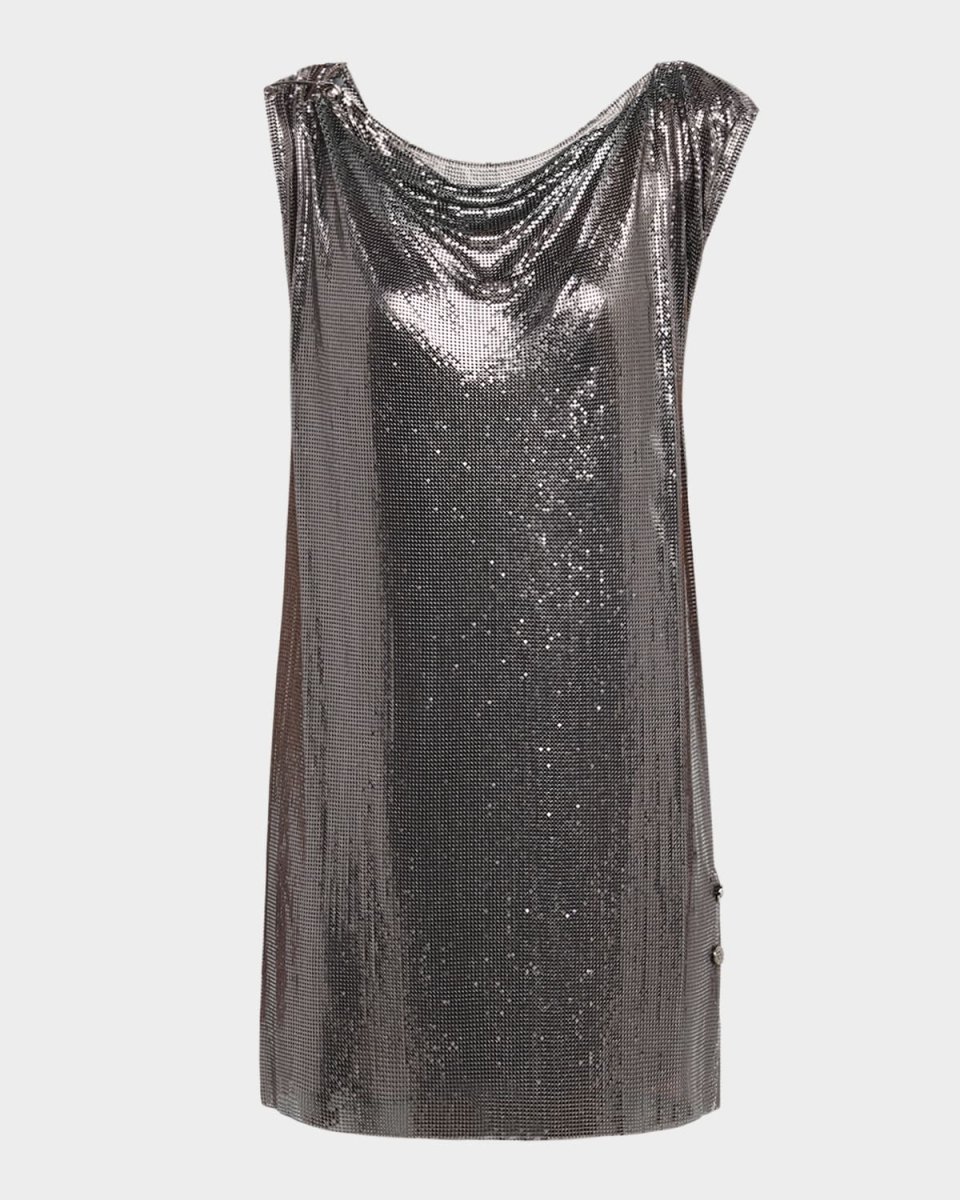 Safety Pin Metal Mesh Mini Dress